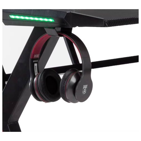  Runda - RGB Gaming & Office Desk - Stylish Design - Durable Metal Frame - Spacious Surface - Black 