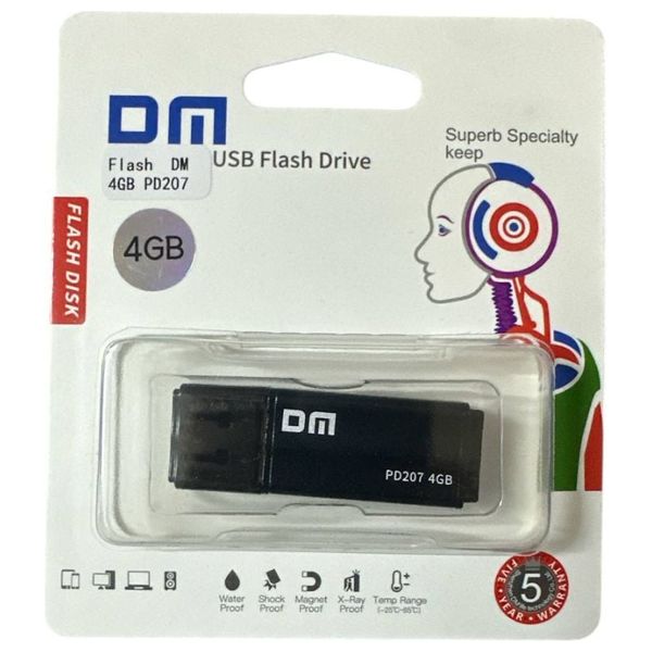  فلاش يو اس بي عملي من دي ام - بسعة 4 كيكابايت - تصميم صغير وخفيف وسريع لنقل الملفات - اسود 