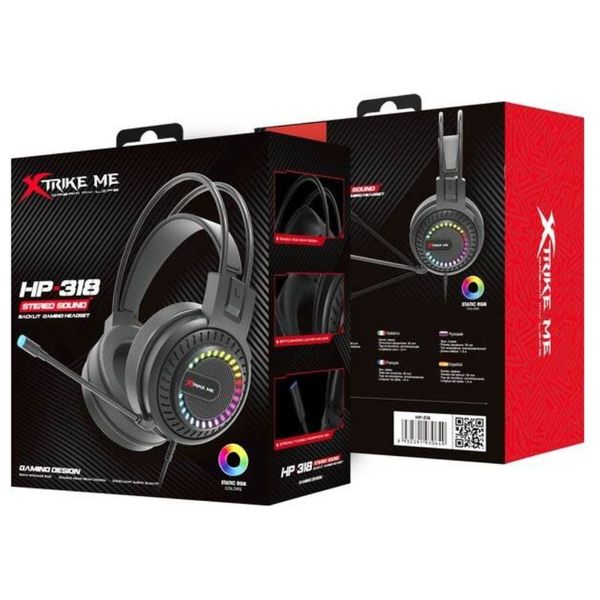  XTRIKE ME HP-318 Over-Ear Stereo Gaming Headset - 50mm Drivers - Stable RGB Lighting - Unidirectional Microphone - Ergonomic Dual-Ear Design 