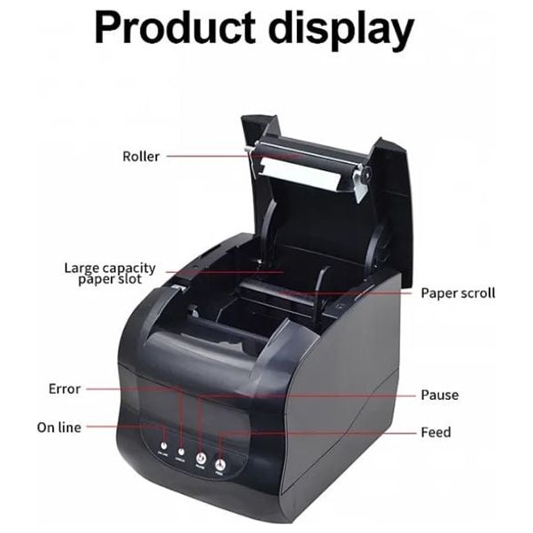 طابعة حرارية للملصقات اكس برينتر XP-365B - عرض قابل للتعديل حتى 82 ملم - سرعة 127 ملم/ثانية - اسود