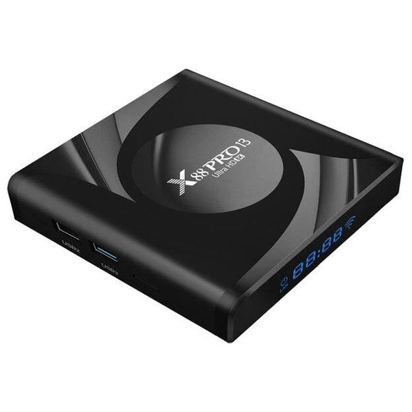  تي في بوكس X88 برو13 - بدقة الترا اتش دي 8K - نظام تشغيل اندرويد سهل الاستخدام مع التحكم الكامل عبر جهاز التحكم عن بعد المرفق - أسود 