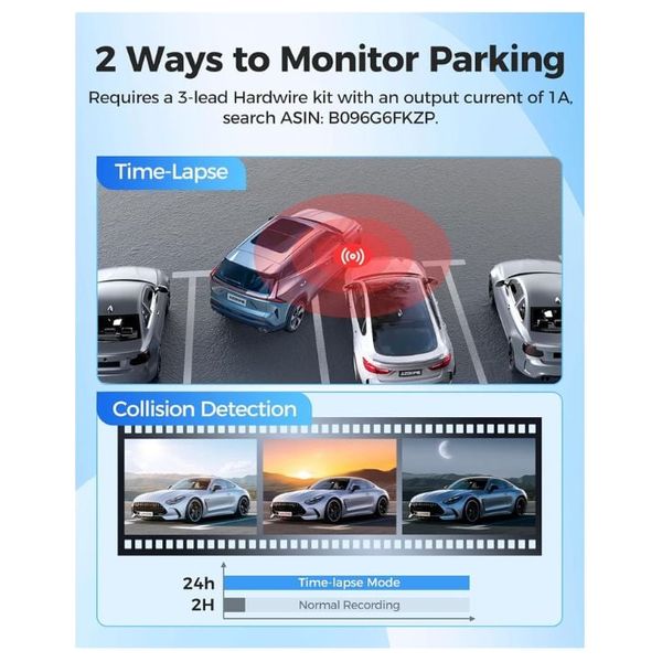  داش كام ازدوم M200 - بدقة 1080P للكاميرا الامامية - زاوية العدسة: 150 درجة - اسود 