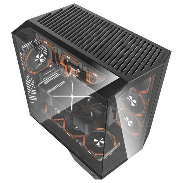  كيس كمبيوتر دارك فلاش DY470 - تصميم زجاجي ثلاثي الجوانب - اسود 