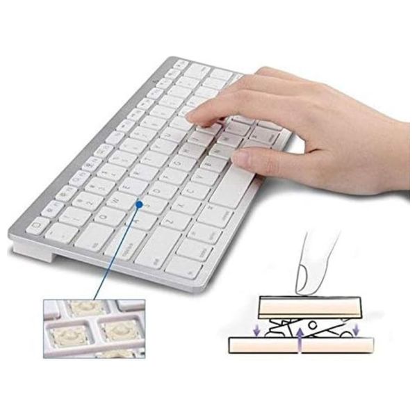 كيبورد بلوتوث دي إم NB2610 -  نحيف وخفيف الوزن - متوافق مع الكمبيوتر واللابتوب والآيباد - ابيض