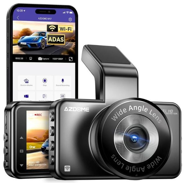  داش كام ازدوم M17-Pro - قناة واحدة بدقة 3K مع عدسات أمامية بدقة 2K وعدسات خلفية بدقة 1K - رؤية ليلية فائقة - أسود 