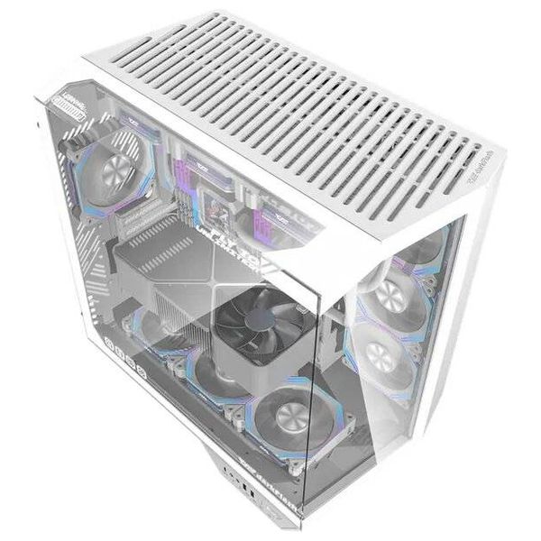  كيس كمبيوتر دارك فلاش DY470 -  تصميم زجاجي ثلاثي الجوانب -  إضاءة ار جي بي - أبيض 