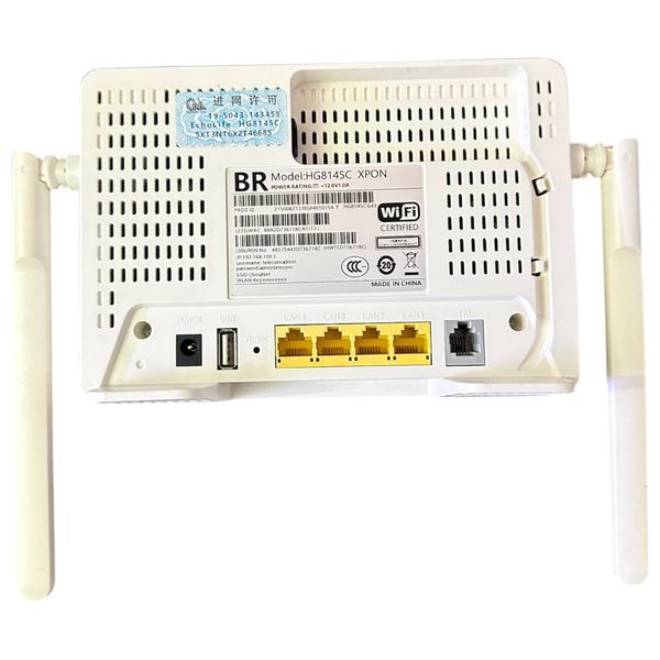 BR HG8145C Fiber Router - Direct Fiber Optic Connection, 4 LAN Ports - Extended Wi-Fi Coverage - White