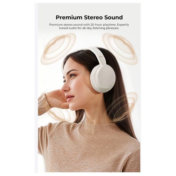  سماعة بلوتوث حول الاذن هافيت H619BT-BE  - بطارية تعمل لمدة 20 ساعة - اسود 