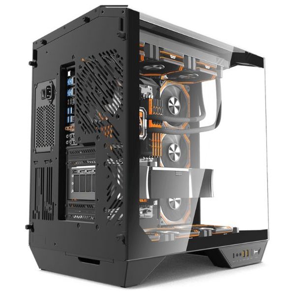  كيس كمبيوتر دارك فلاش DY470 - تصميم زجاجي ثلاثي الجوانب - اسود 