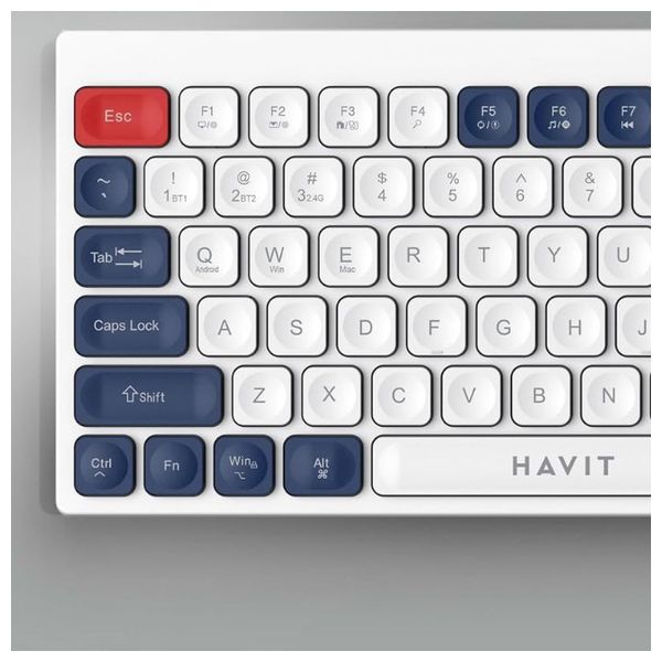  Havit HVKB KB830WB AR WH - Wireless Keyboard and Mouse Set - Up To 400 mAh - Bluetooth 5.1 - White 