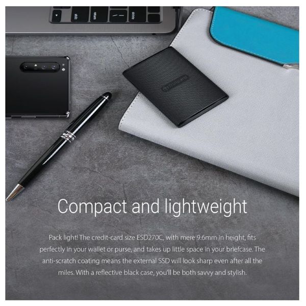 قرص تخزين SSD محمول ترانسيند- سعة 500 كيكابايت - 520 ميجابايت/ثانية - تايب سي - صغير الحجم ومتين - أسود