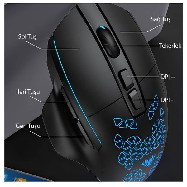 AULA F812 - Wired Gaming Mouse - LED - USB - Black