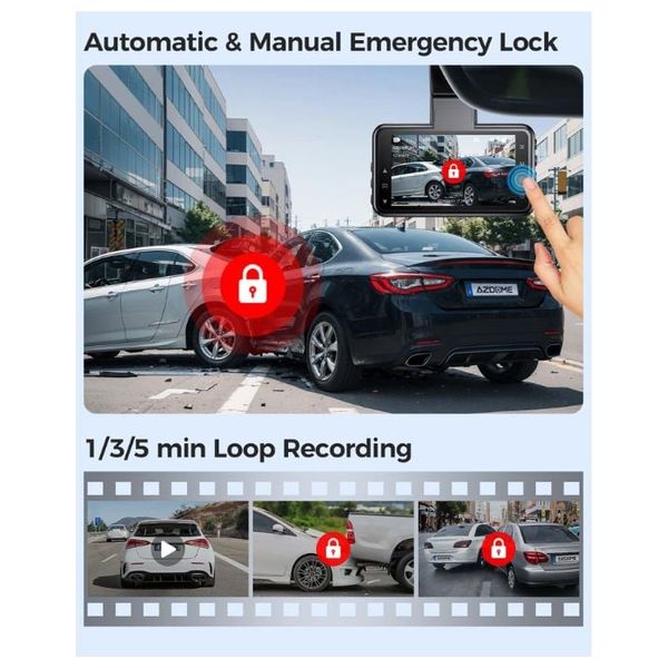  داش كام ازدوم M17-Pro - قناة واحدة بدقة 3K مع عدسات أمامية بدقة 2K وعدسات خلفية بدقة 1K - رؤية ليلية فائقة - أسود 