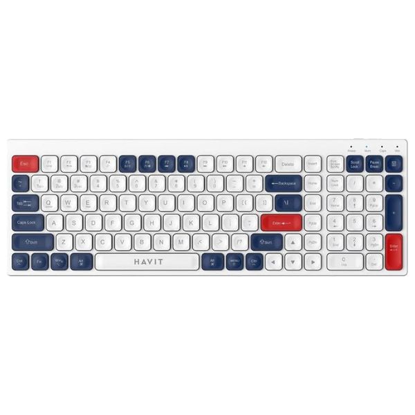  Havit HVKB KB830WB AR WH - Wireless Keyboard and Mouse Set - Up To 400 mAh - Bluetooth 5.1 - White 