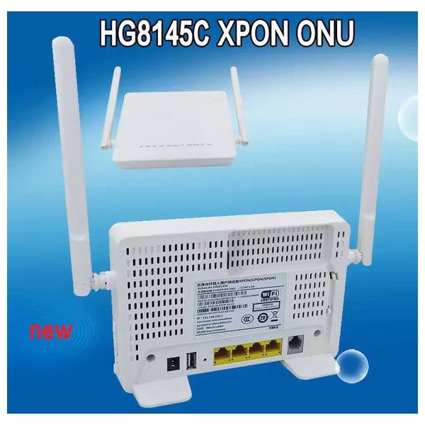 BR HG8145C Fiber Router - Direct Fiber Optic Connection, 4 LAN Ports - Extended Wi-Fi Coverage - White