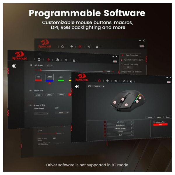  ماوس احترافي للالعاب ريدراجون - دقة قابلة للتعديل تصل إلى 26000 نقطة في البوصة - 6 أزرار قابلة للبرمجة بالكامل - أسود 