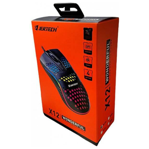  Jertech XP12 Wonderful Wired Gaming Mouse - RGB - USB - 1.5m - Black 