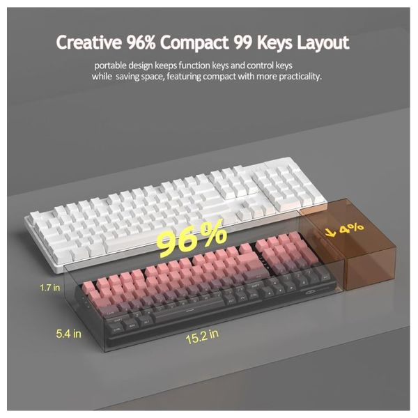  MAGEGEE Light100 - Wireless Keyboard - RGB - 8000 mAh -  Pink 