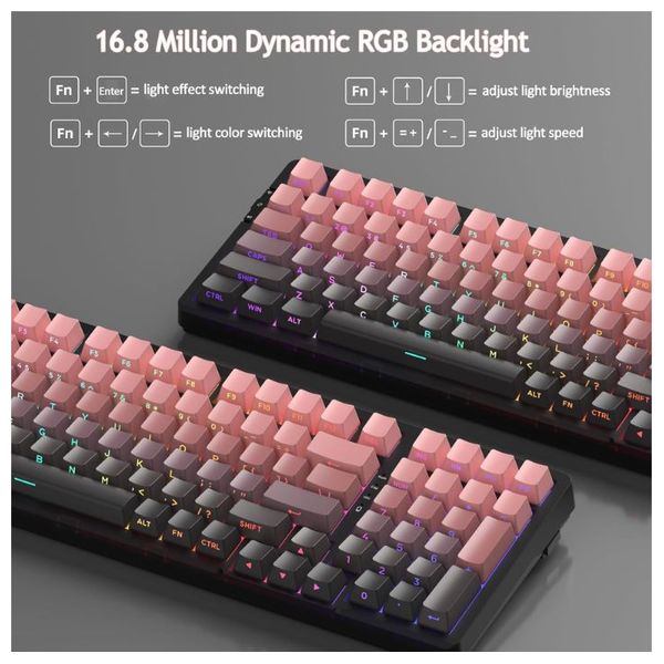  MAGEGEE Light100 - Wireless Keyboard - RGB - 8000 mAh -  Pink 