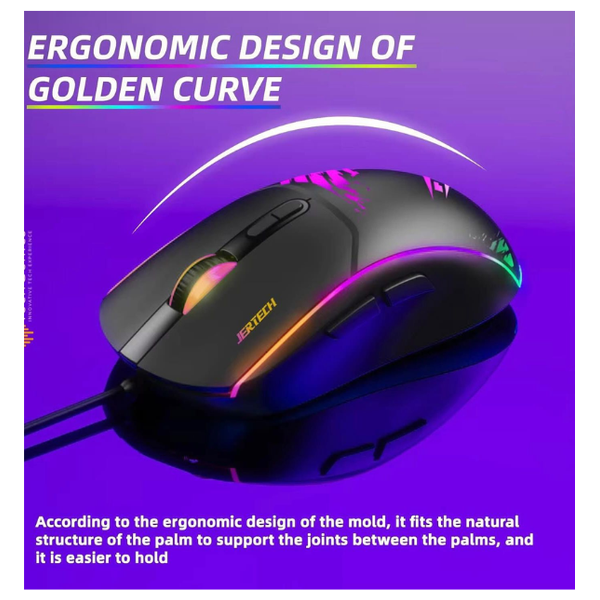  Jertech Shunter XP14 Wired Gaming Mouse - RGB - 1.5m - Black 