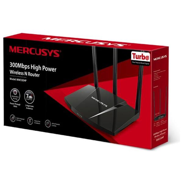 Mercusys MW330HP Wireless Router 300Mbps - 3×7dBi Antennas - Black
