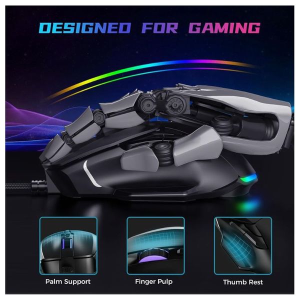 AULA F815 - Wireless Gaming Mouse - RGB - Ergonomic design and high precision - Black
