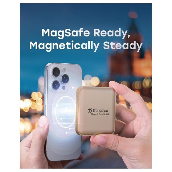 هارد خارجي ترانسيند مغناطيسي - 4 تيرابايت - سرعات فائقة تصل إلى 2000 ميجابايت/ثانية مع واجهة يو اس بي  3.2 Gen 2x2 - ذهبي