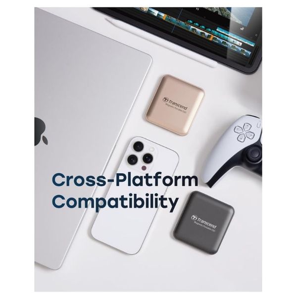 هارد خارجي ترانسيند مغناطيسي - 4 تيرابايت - سرعات فائقة تصل إلى 2000 ميجابايت/ثانية مع واجهة يو اس بي  3.2 Gen 2x2 - ذهبي