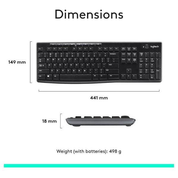 Logitech - Wired Keyboard - Up to 10 meters - Black