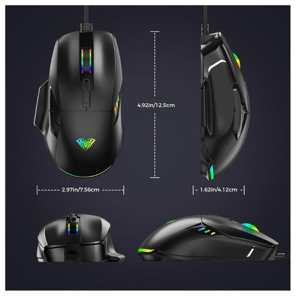 AULA F815 - Wireless Gaming Mouse - RGB - Ergonomic design and high precision - Black