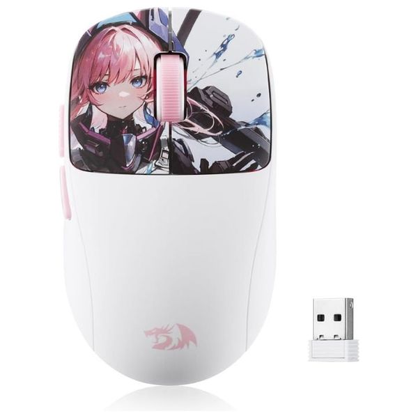  Redragon Wireless Gaming Mouse - High-resolution sensor up to 24,000 DPI - 3 Controls and Buttons - White 