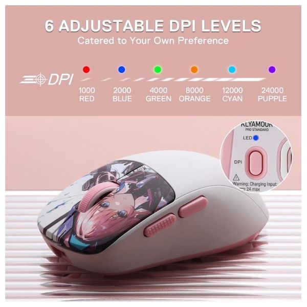  Redragon Wireless Gaming Mouse - High-resolution sensor up to 24,000 DPI - 3 Controls and Buttons - White 