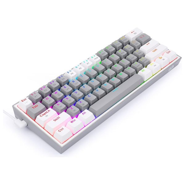 Redragon K616 Fizz Pro - 60% Mechanical Gaming Keyboard - 61 Keys - Tri-Mode Connectivity - White