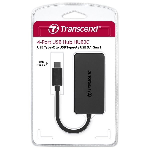  Transcend - HUB 4-Port - Connects via USB-C - Black 