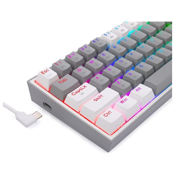 Redragon K616 Fizz Pro - 60% Mechanical Gaming Keyboard - 61 Keys - Tri-Mode Connectivity - White