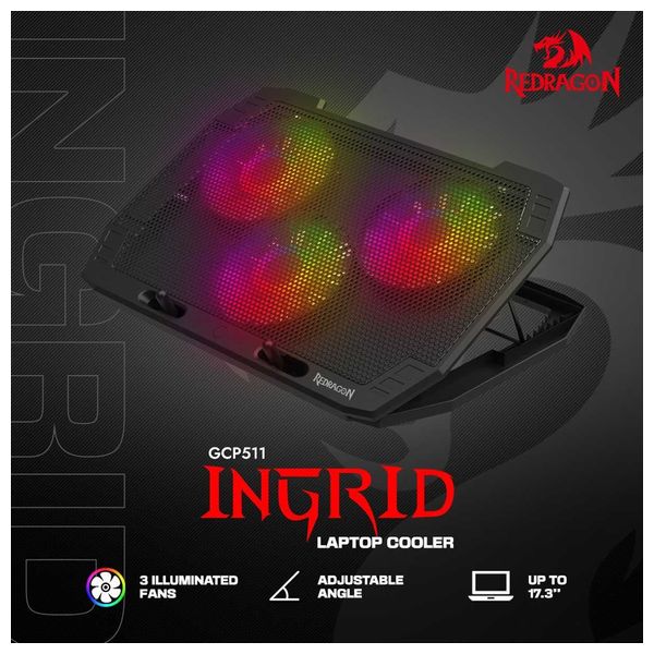  Redragon GCP511 Igrid - Laptop Cooling Pad - Fan & RGB Control - 2 USB Ports - Supports 15-17 