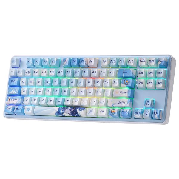 Redragon K707 - 80% Hot-Swappable Mechanical Keyboard - Unique Otaku Anime Design - Blue