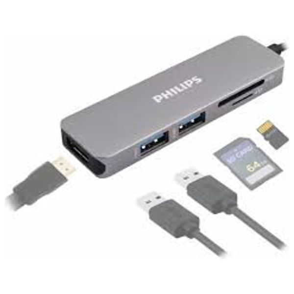 Philips SWR1608C/93 - USB-C Hub 5 in 1 - Gray