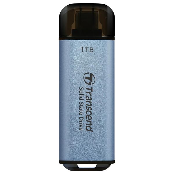  قرص تخزين خارجي ترانسيند SSD بسعة 1 تيرابايت - منفذ USB 3.2 من الجيل الثاني - سرعة قراءة متتابعة قصوى تصل إلى 1050 ميجابايت/ثانية - ازرق 