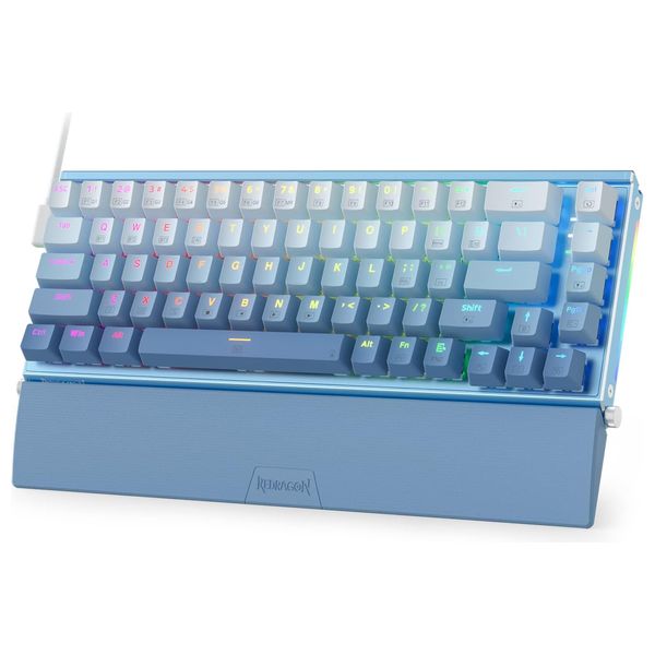 Redragon K641 - Aluminum RGB Mechanical Gaming Keyboard (68 Keys) - Sound Absorbing Foam - Compact Wired Design - Blue