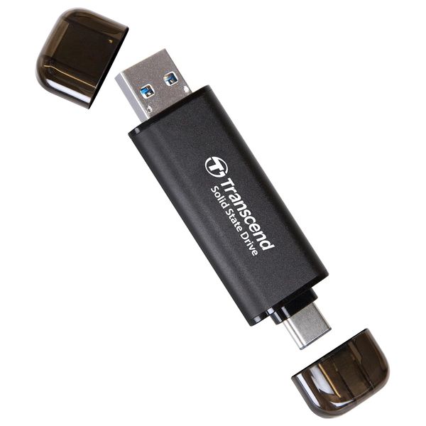  Transcend 1TB External SSD - Dual USB Flash Drive - USB 3.2 Gen 2 - Black 