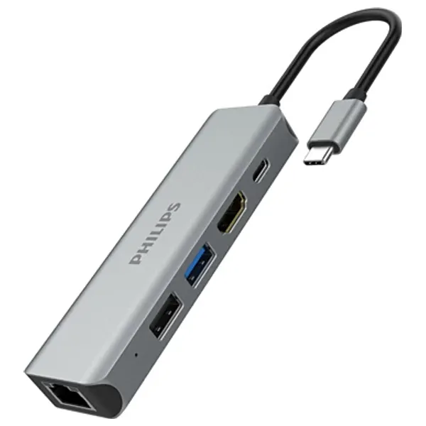 Philips SWR1608R/93 - USB-C Hub 5 in 1 - Silver 