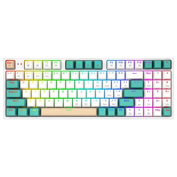 Redragon K643WGC - Wireless Gaming Keyboard - RGB - Bluetooth 2.4 - White