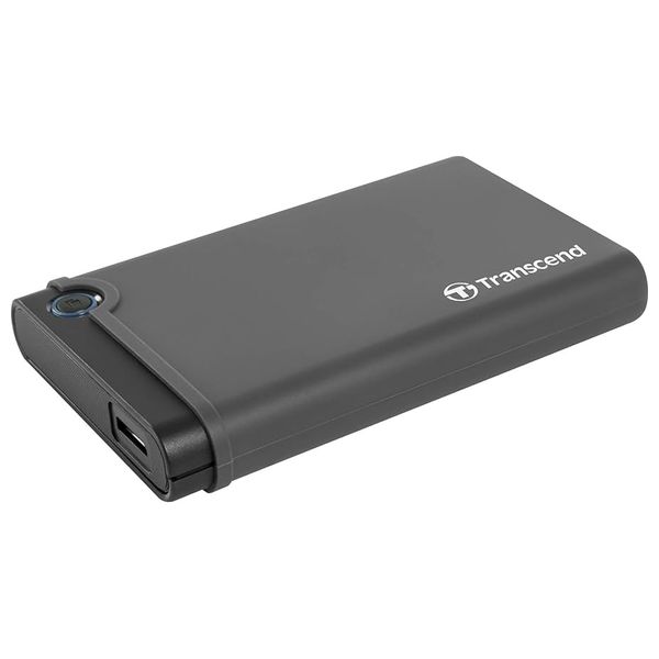  ترانسيند - علبة أقراص صلبة/أقراص صلبة SSD من نوع SATA بحجم 2.5 انج مع منفذ يو اس بي 3.1 من الجيل الأول - مقاومة للصدمات - أسود 