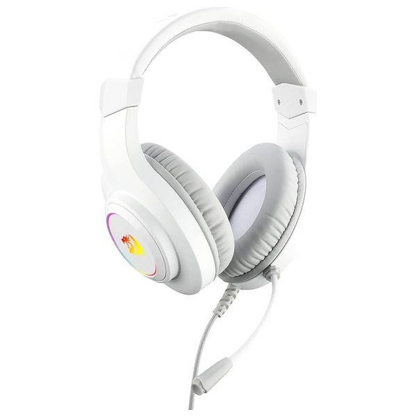  سماعة ألعاب ريدراجون HYLAS H260 - سماعات 50مم - عزل ضوضاء سلبي - مدخل صوت ومايك 3.5مم - موصل يو اس بي اي - طول الكيبل 1.8 متر - أبيض 