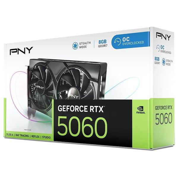 كرت شاشة بي ان واي - NVIDIA GeForce RTX - 5060 8GB - مروحة مزدوجة - اسود