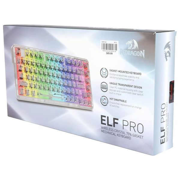 Redragon K649 Pro - Mechanical Gaming Keyboard - Full-Transparent - 82 Keys - White