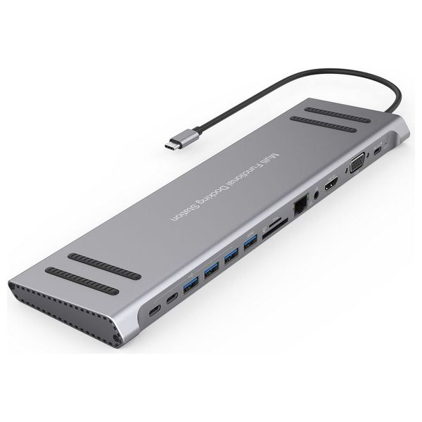  Onten 13 in 1 USB-C Docking station - multiple high-speed outputs - It delivers 4K HDMI video - Silver 