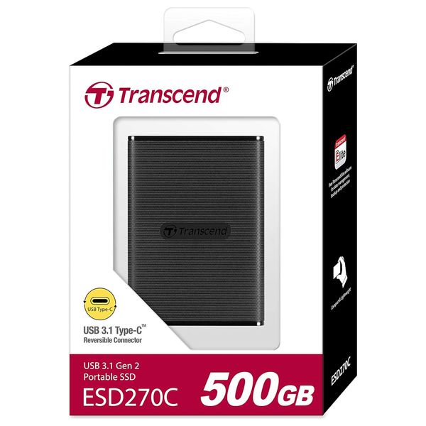  قرص صلب خارجي ترانسيند ESD270C - بسعة 500 جيجابايت - اسود 
