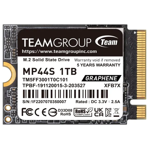 Team Group MP44S 1TB M.2 NVMe SSD - PCIe 4.0 x4, Black